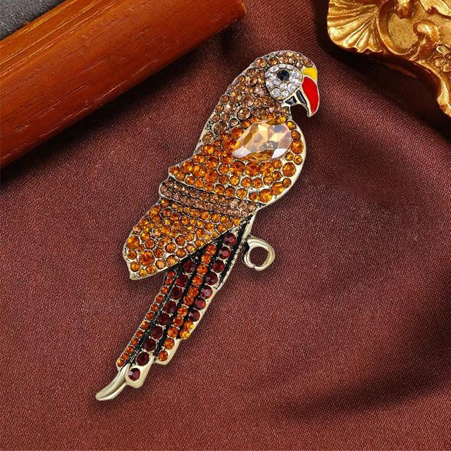 YIRAN Brosche Papagei, Kristall, Strass, Unisex, brown - Bild 1