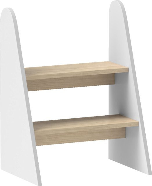 AIYAPLAY 2-stufiger Kindertritt aus Holz für Kinder von 3 bis 8 Jahren, weiß, Aosom - Bild 1
