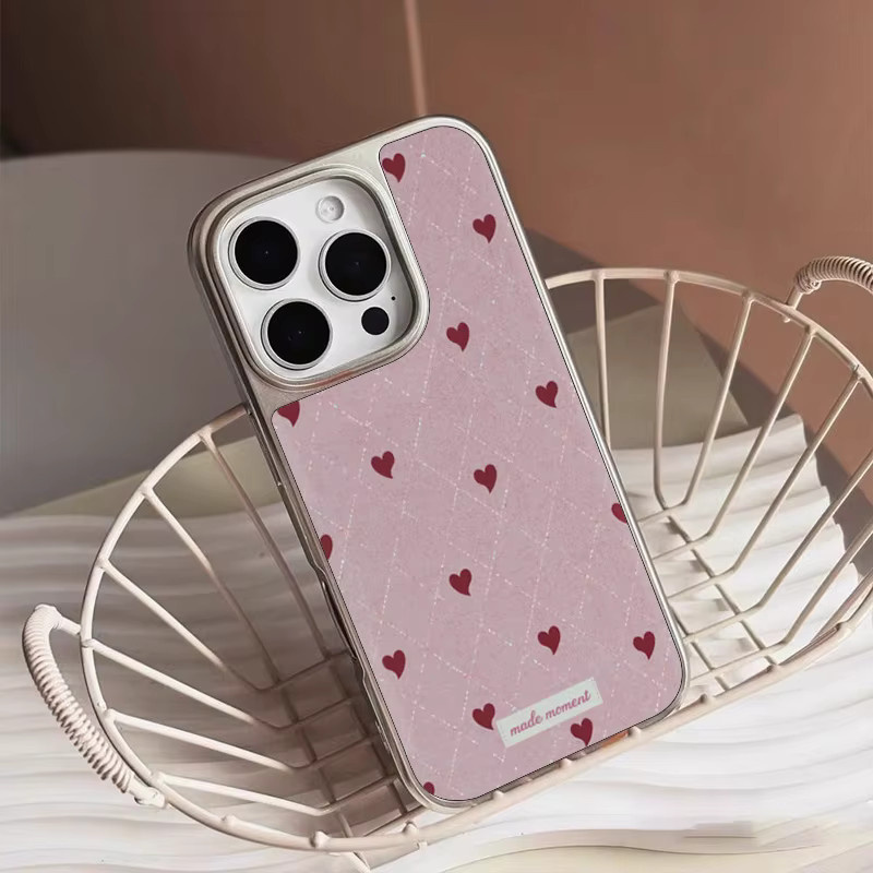 DecoPhone Handyhülle mit mattiertem Diamant-Herzmuster in Pink für iPhone 11 bis iPhone 17 Pro Max, AIR PLUS, Sturzsicher - Bild 3