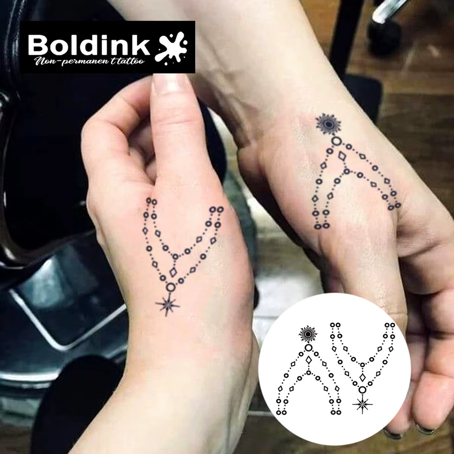 Boldink Semi-permanentes Tattoo Sonne Mond und Sterne, Unisex - Bild 2