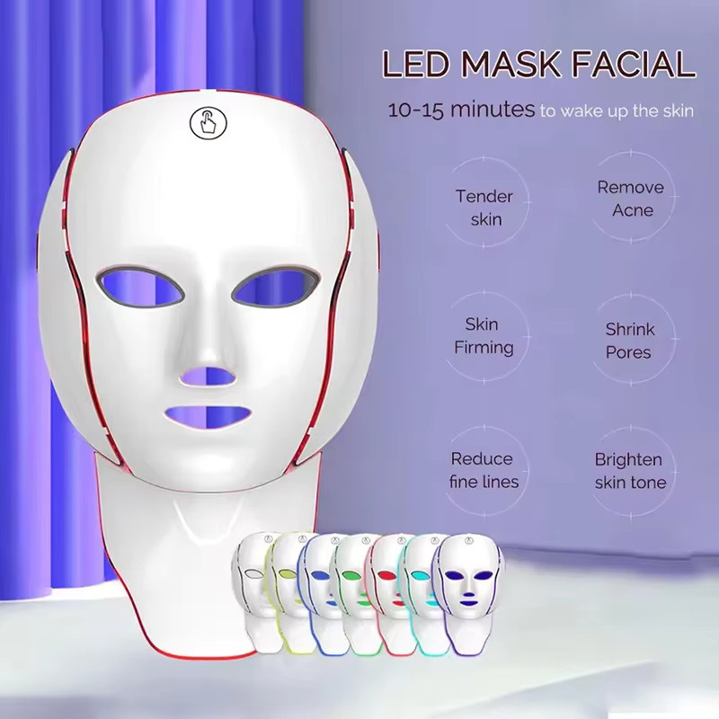 DH Beauty LED-Gesichtsmaske mit Hals, 7 Farben Lichttherapie, Unisex - Bild 2