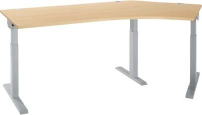 Schäfer Shop Select Winkelschreibtisch ERGO-T 2.0 mit 135 Grad Winkel, Ansatz rechts, T-Fuß, Farbe Ahorn und Weißalu, B: 216,5 cm, T: 80 cm, H: 67,5-89,5 cm - Bild 1