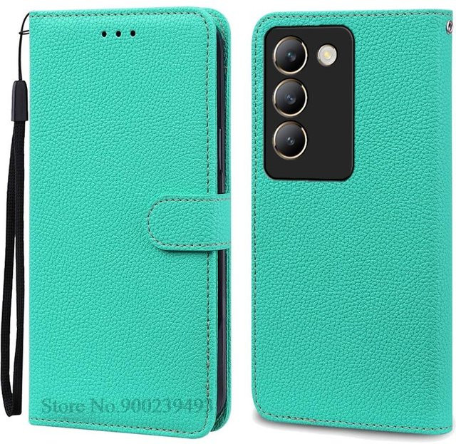 Leder-Flipcase für Vivo V40 SE 5G in Himmelblau mit weicher Silikonabdeckung - Bild 1