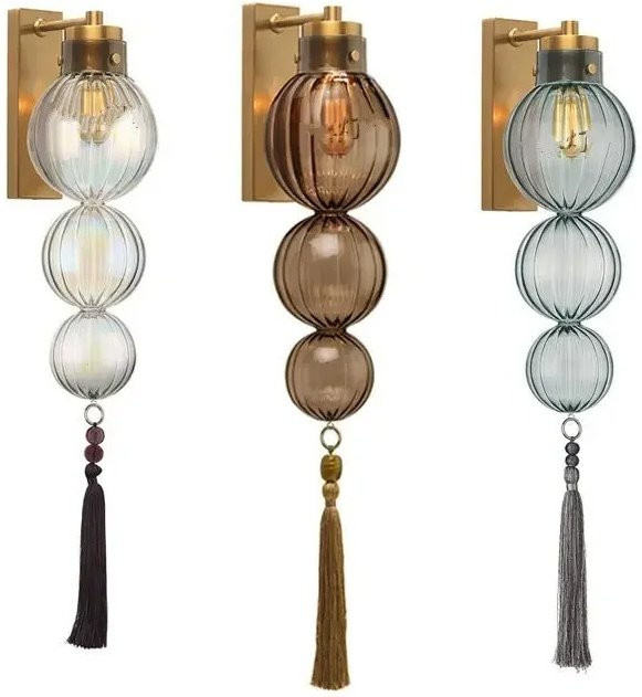 Claeted Nordic Cucurbit Wandlampe aus Glas und Metall in Mehrfarbig mit Gold/Messing, skandinavisches Design für Wohnzimmer, Schlafzimmer und Esszimmer - Bild 1