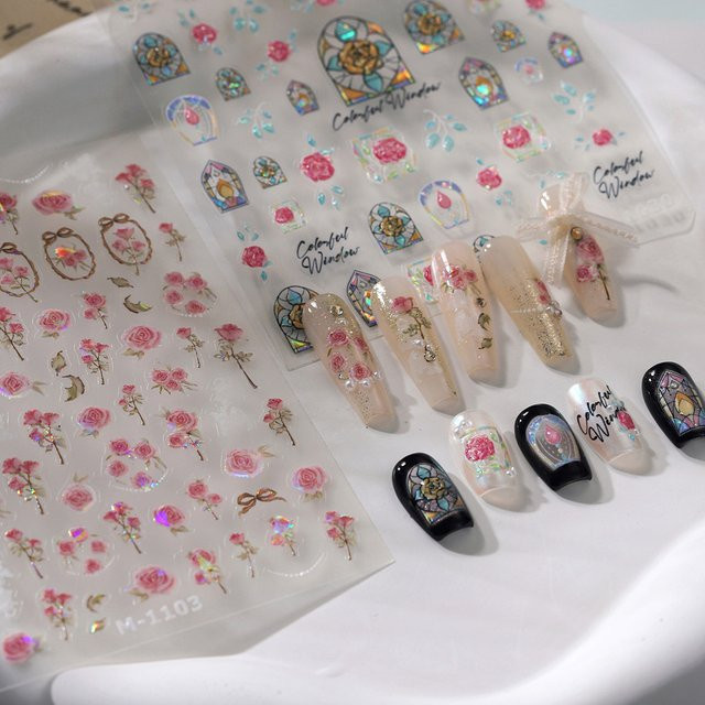 NAILFYOU Nagelaufkleber Vintage Spitzenblüte, Glänzend - Bild 1