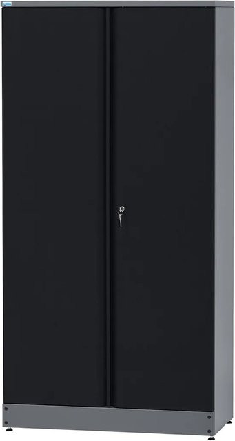 Küpper Hochschrank 2-Türig mit 4 Fachböden und Schloss, Schwarz-Hellgrau, H: 180 cm, B: 91 cm, T: 45 cm - Bild 1