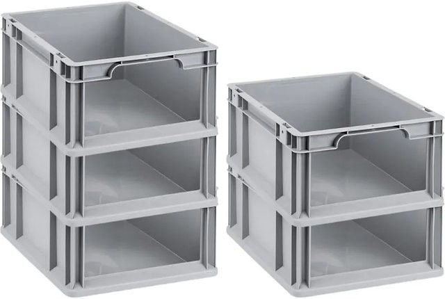 PROREGAL SparSet 5x Eurobox NextGen Store Transportbox mit offener Front, Grau, H x B x T: 17 x 30 x 40 cm, 16 Liter - Bild 1