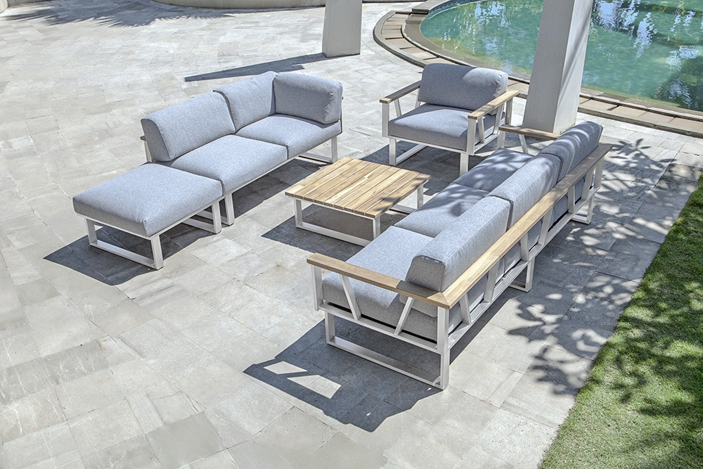 ZEBRA Kaffeetisch Belvedere modern rechteckig aus Teakholz in Braun und Grau B/T/H: 73,5 x 28,0 x 73,5 cm - Bild 1