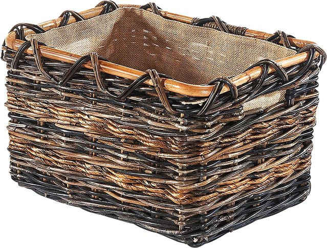 Kobolo Holztrage für Kaminholz eckig aus Rattan und Bananenblatt mit Jutestoff in Braun - Bild 1