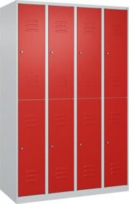 C+P Doppelstock-Spind Classic PLUS mit 4 Abteilen, Verkehrsrot, H x B x T: 185 x 120 x 50 cm - Bild 1
