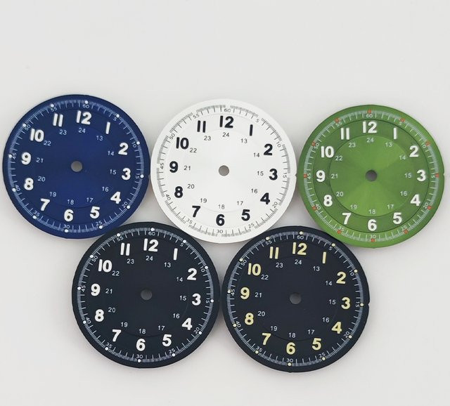 RICHUS Uhrenzifferblatt, 29 mm, Schwarz, Grün, Blau, Weiß, leuchtend, Unisex - Bild 1