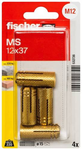 Fischer Messingdübel MS 12 x 37 K in Gold, 4 Stück - Bild 1