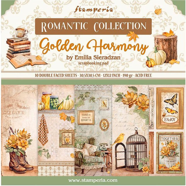 Stamperia Scrapbook-Block Golden Harmony in Gold und Multicolour - Bild 1