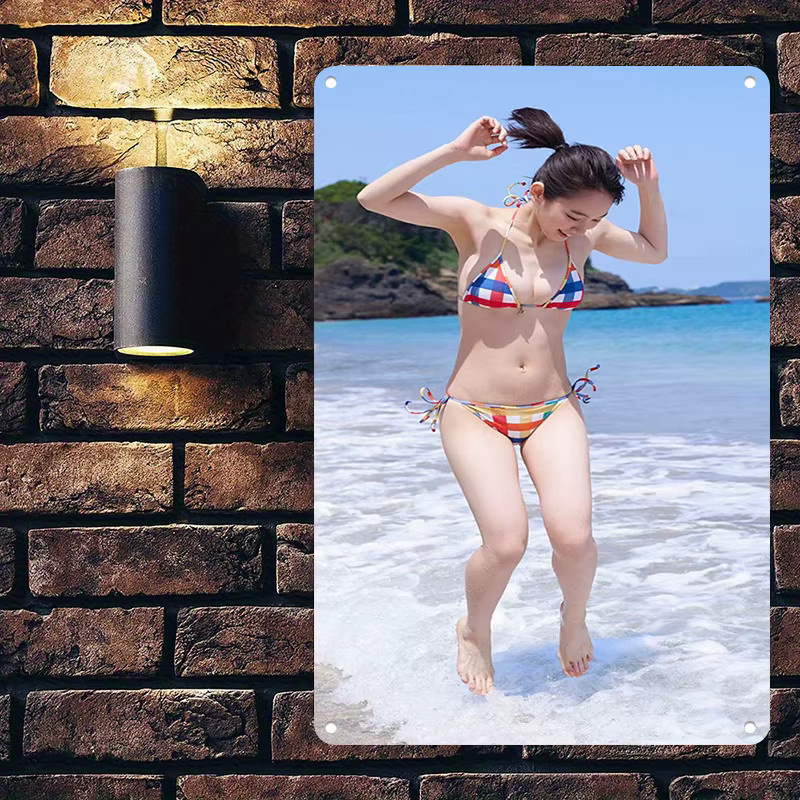 CIFBUY 2D Wandkunst Bikini-Mädchen Grafikdruck in Mehrfarben im Strand-Stil aus Holz und Metall - Bild 2