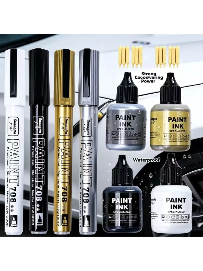 Permanent Metallic-Lackmarker Set mit Stiften in Gold, Silber, Weiß und Schwarz für DIY-Harz, Metall und Reifen - Bild 7
