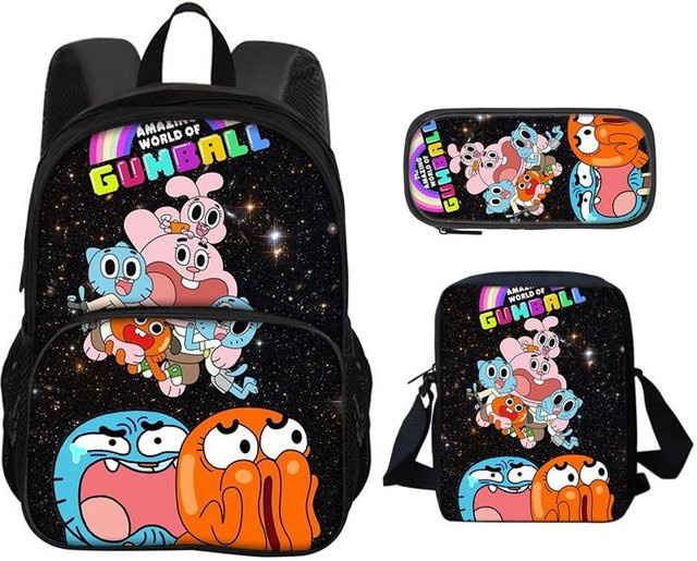 Fancy Style Studio 3er Set Gumball Taschen für Schüler mit Cartoon Anime Aufdruck in Multicolour - Bild 1