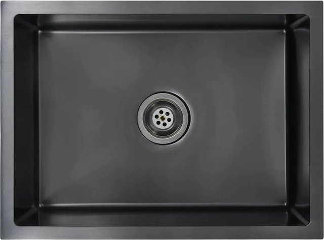 vidaXL Handgefertigte Küchenspüle aus Edelstahl in Schwarz, Einbaumodell, Breite: 44,0 cm, Tiefe: 44,0 cm, Höhe: 20,0 cm - Bild 1
