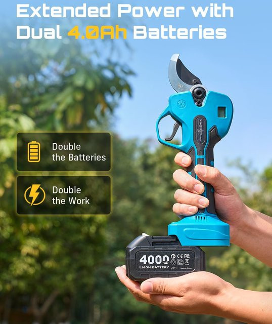 Seesii Elektrische Gartenschere mit 50mm SK5 Bypass-Klingen, kabelloser 800W bürstenloser Gartentrimmer für Makita 18V Akku - Bild 1