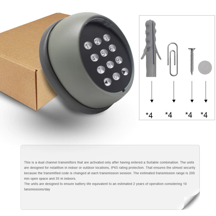 Scimagic-RC Drahtloses Tastatur-Kit mit Empfänger 433,92 MHz für Türschlösser und Garagentoröffner, Schwarz - Bild 4