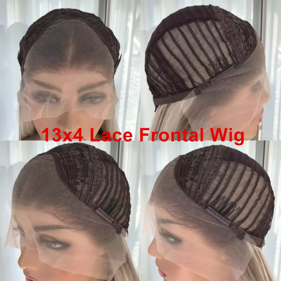 AISOM Ombre Blonde Lace-Front-Perücke, Platinblond, synthetisch - Bild 4