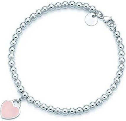 Allbestart Armband 925 Silber, Mini Herz Charm, Perlen, rosa, Damen, 17cm - Bild 1