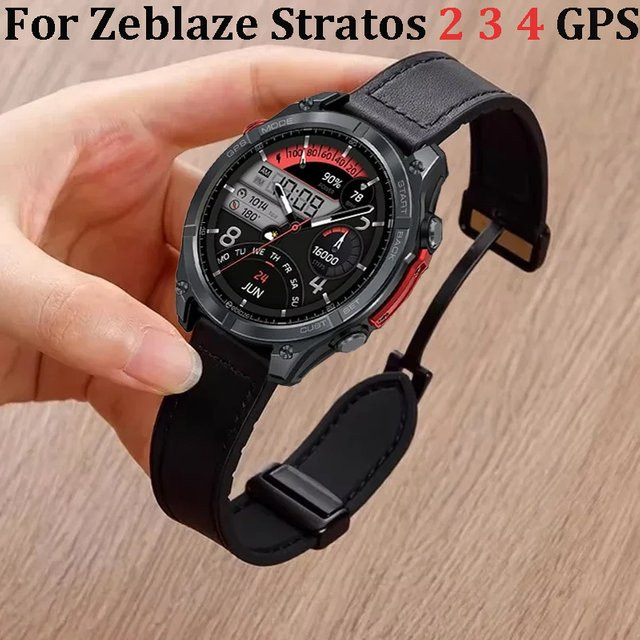 Zeblaze Uhrenarmband Leder, Silikon, Schwarz, 22 mm - Bild 1