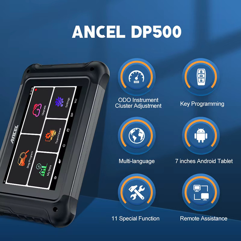 ANCEL DP500 OBD2 Diagnose Werkzeug für Cluster Kalibrierung, Schlüssel Programmierung, Wegfahrsperre und diverse Reset-Funktionen in Schwarz - Bild 2