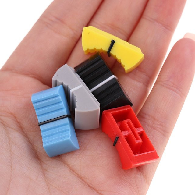 Sommer6 Fader-Knopfkappen Set, 10 Stück gerippte Schieber in Gelb und Multicolour für Mixer und Schalter - Bild 1