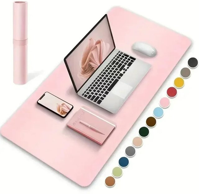 Niedliches Mauspad in Rosa mit Cartoon-Design aus wasserdichtem und rutschfestem Leder für dein Heimbüro, XXL - Bild 1