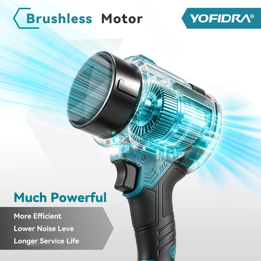 YOFIDRA Bürstenloser Elektrischer Turbolüfter 3500W Laubbläser und Laubstaubsauger für Makita LXT Akkus - Bild 5