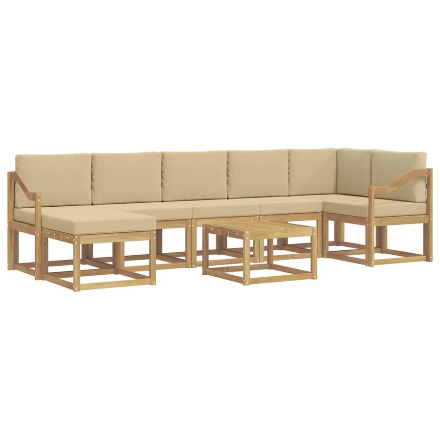 vidaXL Outdoor-Sofagarnitur mit Kissen aus Polyester in Weiß und Beige - Bild 2