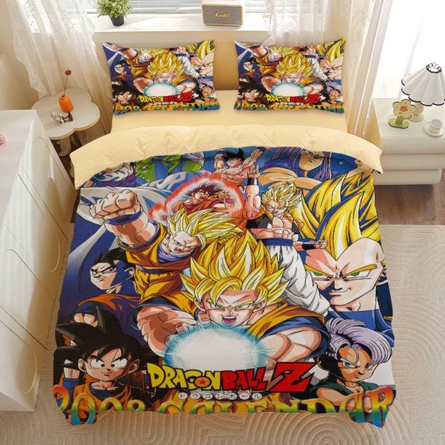 Dragon Ball Bettwäsche-Set Binchi Fitness mit Goku Super Saiyan Motiv, 3D-Druck, mehrfarbig, Bettbezug und Kissenbezug, Breite: 178 cm, Höhe: 218 cm - Bild 1