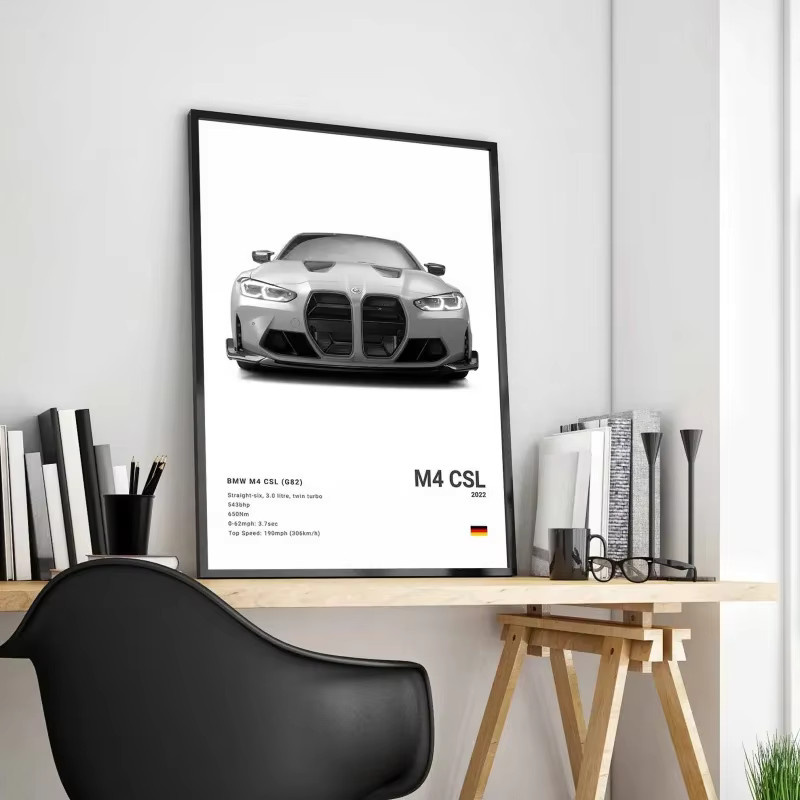 Rahmenloses Pop-Art-Poster mit Luxus-Supersportwagen als HD-Öldruck auf Leinwand in Schwarz-Weiß von Rastar - Bild 3