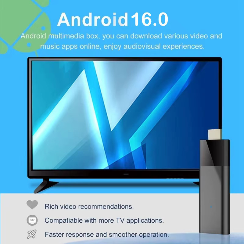 Smart TV Stick Q12 Android 16 8K TV Box mit Allwinner H313, Dual Wifi 5G, Bluetooth und Media Player in Schwarz - Bild 4