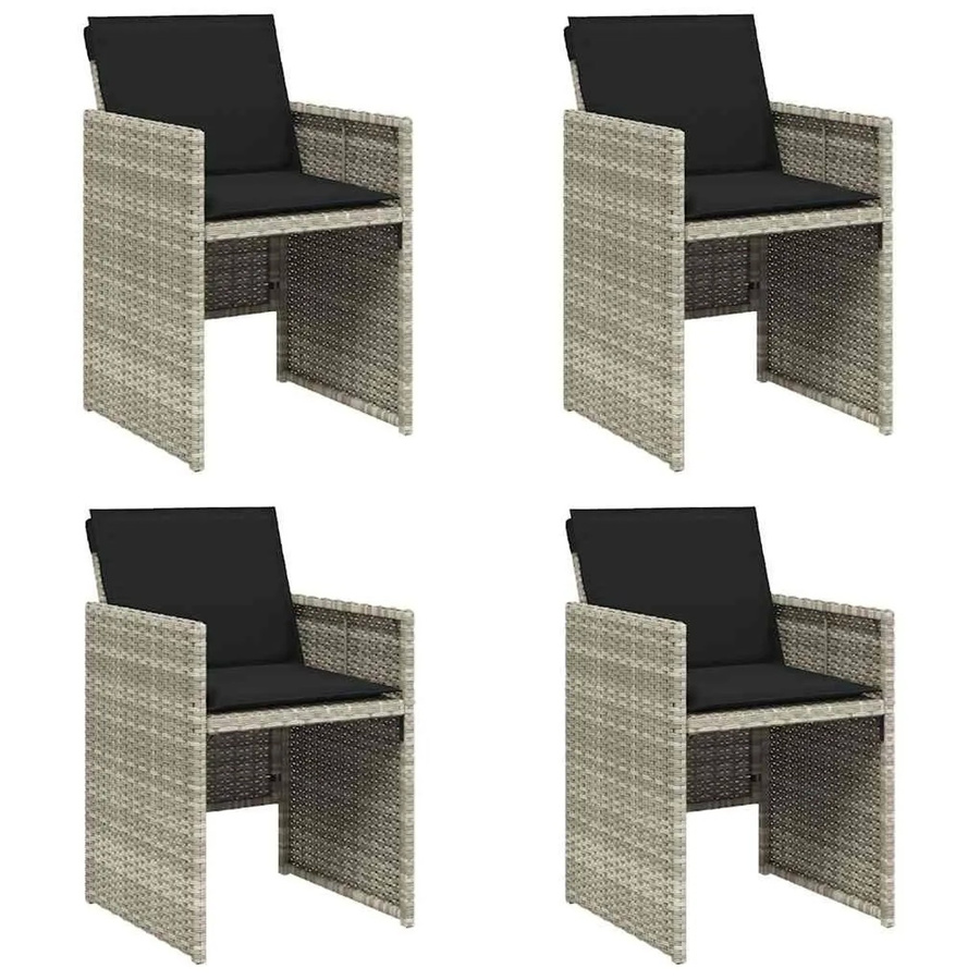 Furnicato Gartenstuhl aus PE-Rattan und Stahl in Hellgrau mit anthrazitfarbenen Kissen B/T/H: 50,5 x 54 x 79 cm - Bild 2