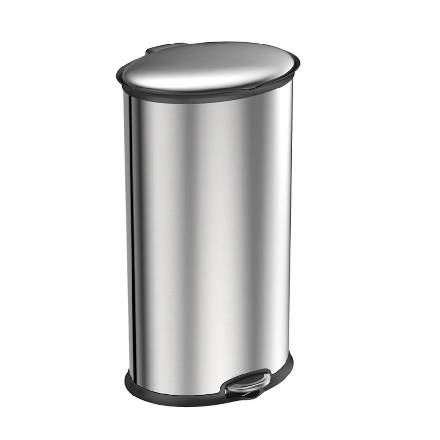 PROREGAL Ellipsenförmiger Treteimer aus gebürstetem Edelstahl in Silber, Volumen: 30 Liter, H x B x T: 65,3 x 32,5 x 35,6 cm - Bild 2
