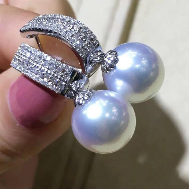 YIRAN Jewelry Hängeohrringe, Perle, Zirkonia, Silber, Messing, Damen - Bild 1