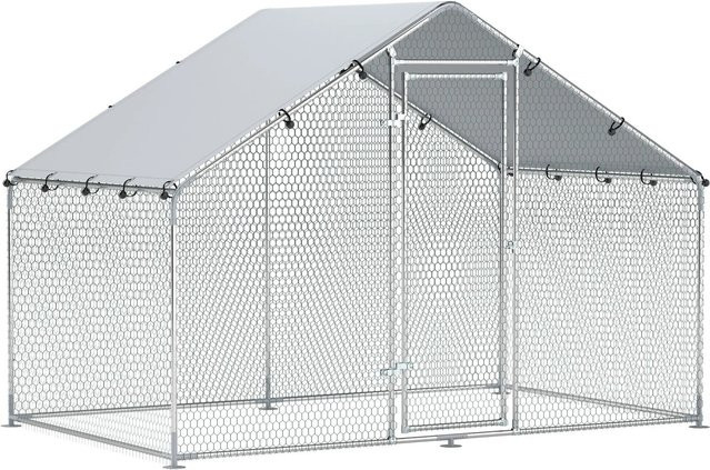 PawHut Hühnerstall aus verzinktem Stahl und Oxford-Polyester in Silber, B/H: 170 x 190 cm - Bild 1