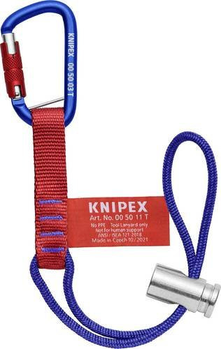 Knipex Adapterschlaufen mit fixiertem Materialkarabiner zur Werkzeug-Absturzsicherung, Schwarz, Länge: 186 mm - Bild 1