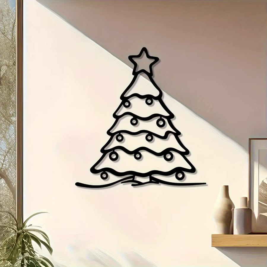 CIFBUY Wandskulptur aus Metall in Sternform im Vintage-Stil, Schwarze florale Dekoration für Weihnachten und Halloween - Bild 4