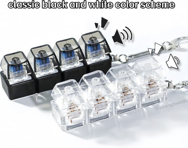 DUTRIEUX 4-in-1 Tastatur-Stressabbau-Schlüsselanhänger, transparentes Fidget-Spielzeug, Aluminiumlegierungs-Clip - Bild 1