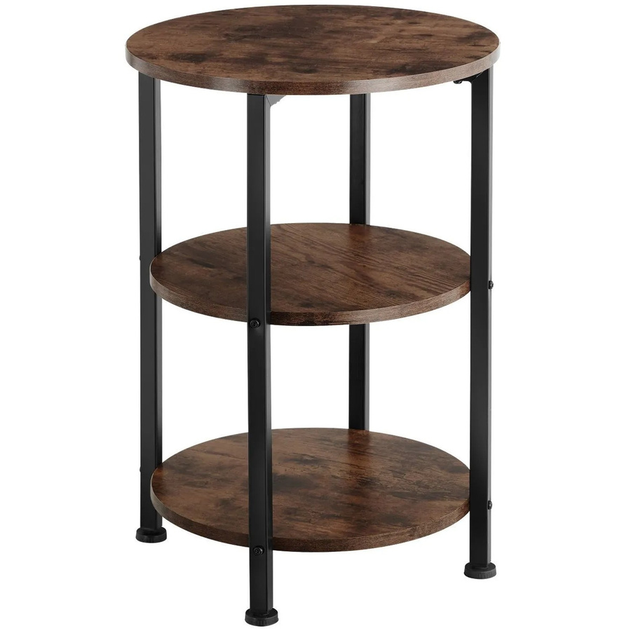 tectake Beistelltisch Colchester Industrial Style rund mit 3 Ablagen, Farbe Dunkelbraun, B/T/H: 40 x 40 x 61 cm - Bild 3
