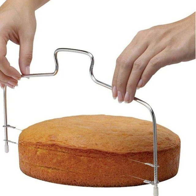 STEL ORA Verstellbarer Kuchenschneider aus Edelstahl in Silber mit doppeltem Schneidedraht und Nivellierer - Bild 1