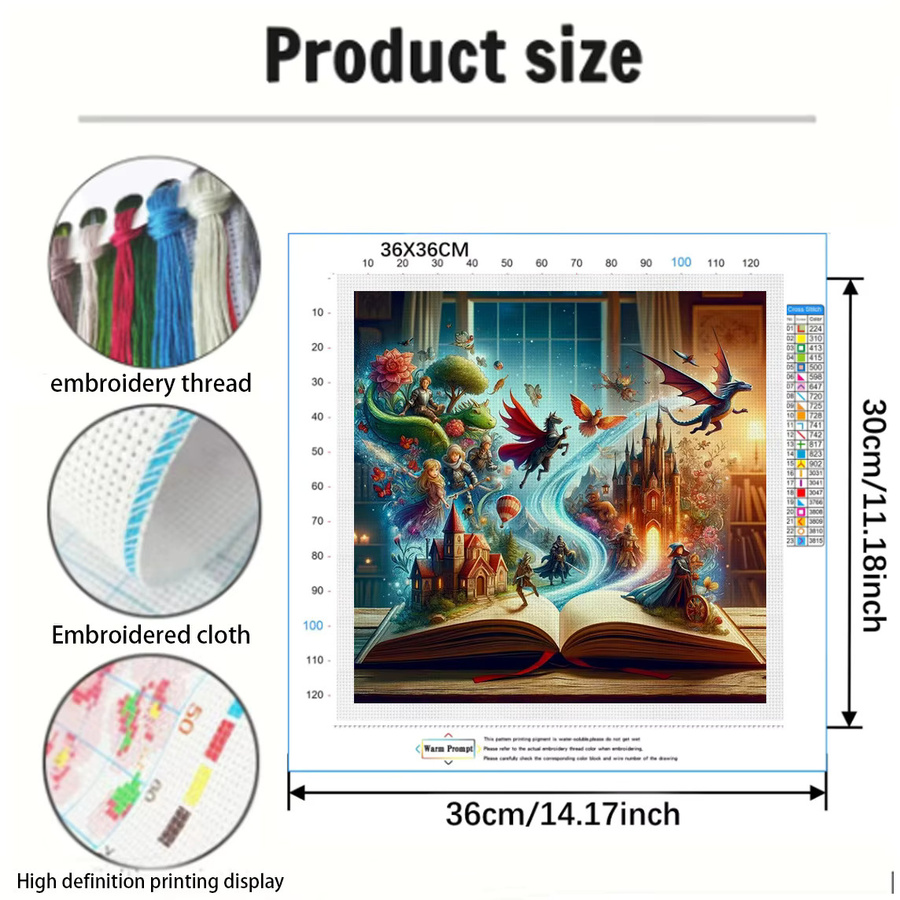 Magic Pages Kreuzstich-Set zum Selbermachen, 11CT Stickerei in Multicolour, B/B: 36 x 36 cm - Bild 1