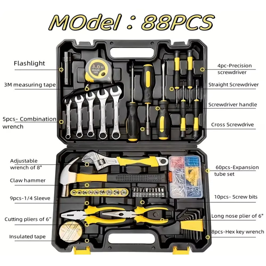 Podofo 88-teiliges Handwerkzeug-Kombinationsset für Haushalts-Hardware und Autoreparatur - Bild 3