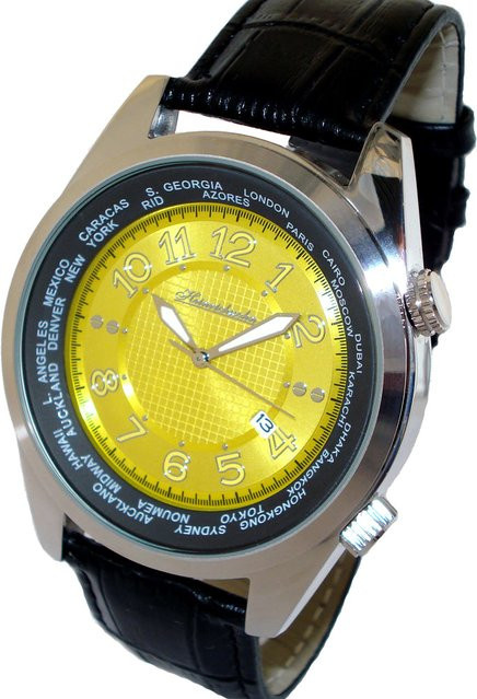 HEINRICHSSOHN Herrenuhr, Quarz, Edelstahl, 50 mm, Leder, Gold, Silber - Bild 1