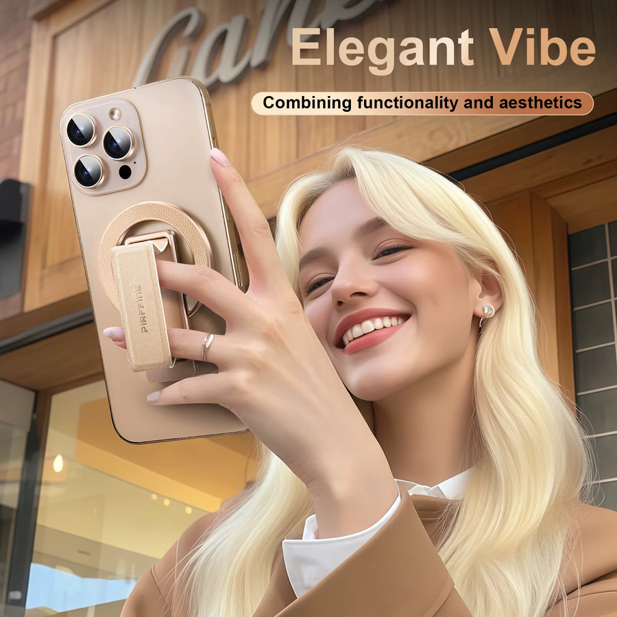 Oatsbasf Magnetischer Handygriff Elegant Vibe in Gold, Winkelverstellbarer Handy-Ringhalter und Fingerringständer für iPhone, Samsung und Google - Bild 2