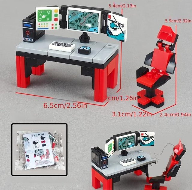 Discover Intime Computertisch Plus Stuhl Wettbewerbsset, Baustein Minifiguren Szene Modell, ab 14 Jahren - Bild 1