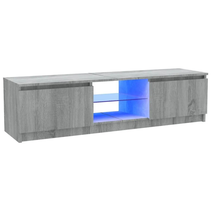 vidaXL TV-Schrank mit LED-Leuchten in Grau Sonoma, B/T/H: 120 x 30 x 35,5 cm - Bild 2