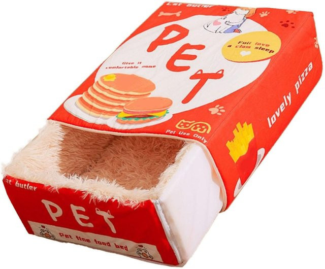 Canaryy Snackbox Katzenbett Cartoon Rechteckig in Rot als weiches Höhlenbett für alle Jahreszeiten - Bild 1